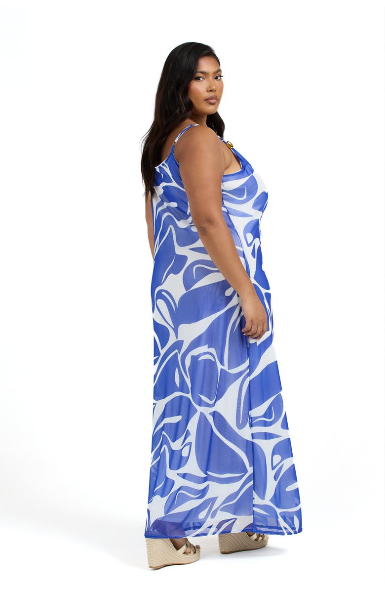 FASHION-SZN CURVE Elegant Patterned Maxi Dress, Alternate, color, Blue
