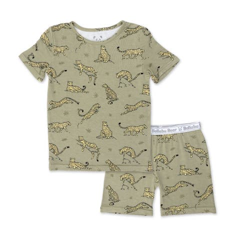 Sage & Spots Leopard Kids 2-Piece Short Sleeve & Shorts Pajama Set