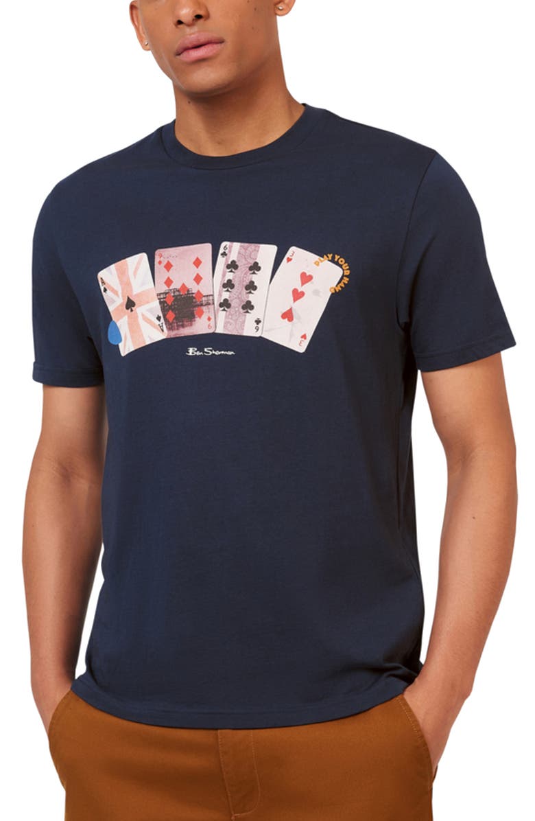 Ben Sherman Playing Cards Organic Cotton Graphic T-Shirt, Main, color,
