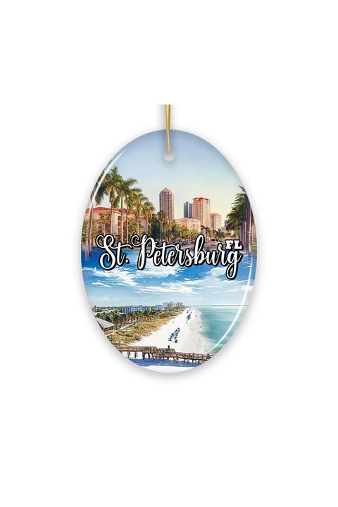 St Petersburg Florida Coastal Collage Oval Ornament