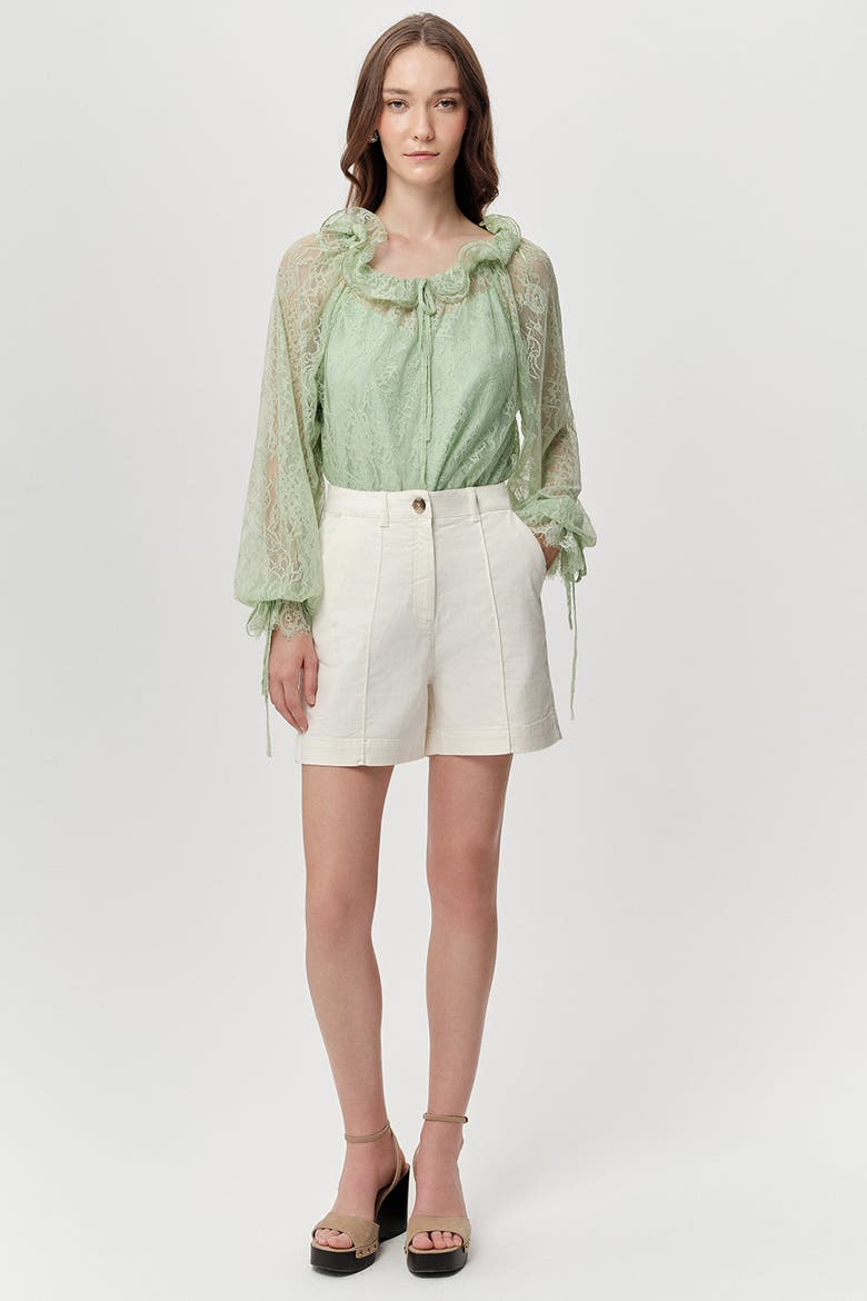 Jeremiah Zip Front Pocketed Denim Shorts, Main, color, Ecru