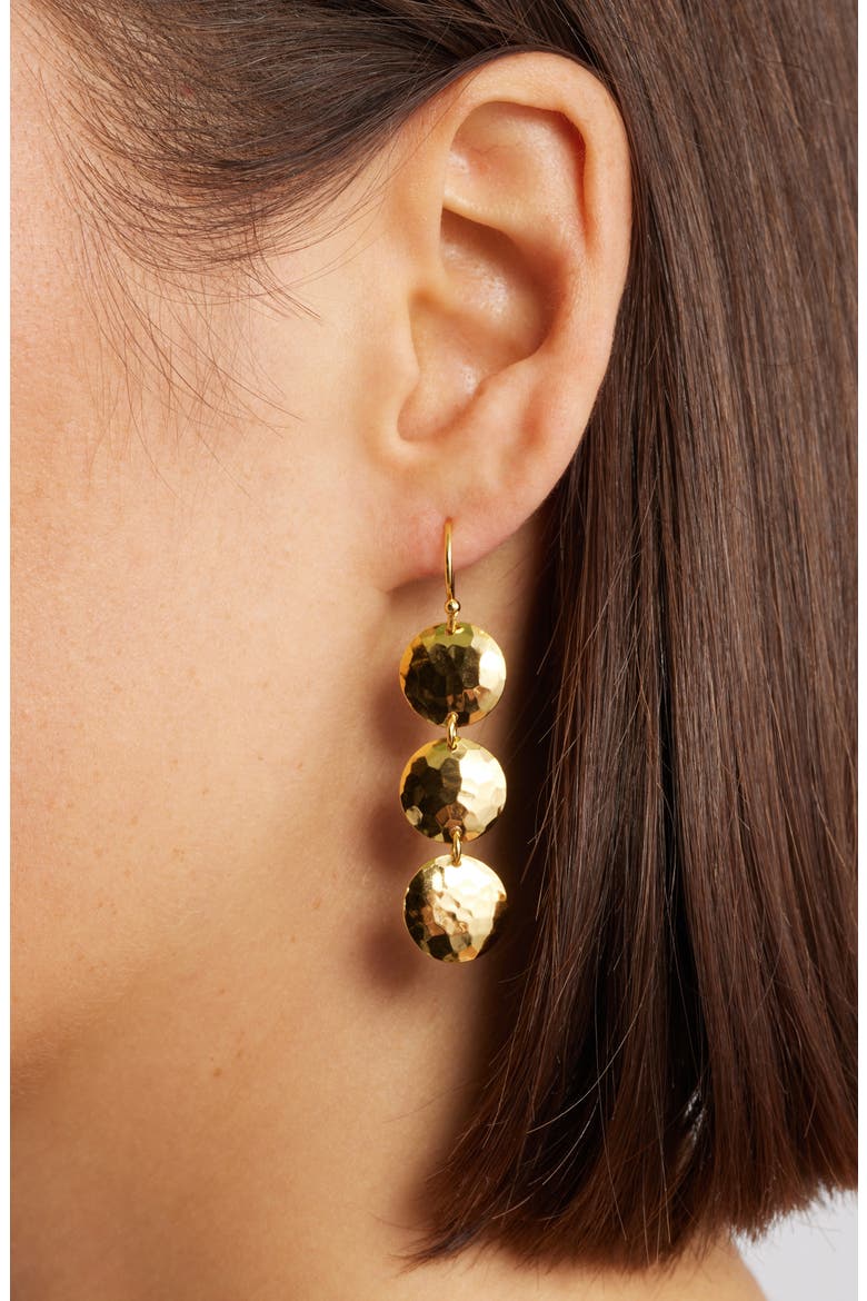 Jacqueline Trio Drop Earrings, Alternate, color, GOLD