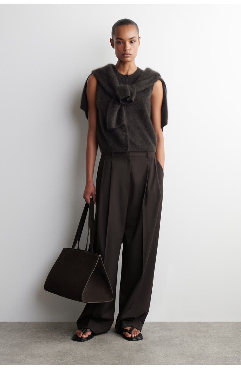 COS Brushed-Cashmere Vest, Alternate, color, Dark Brown