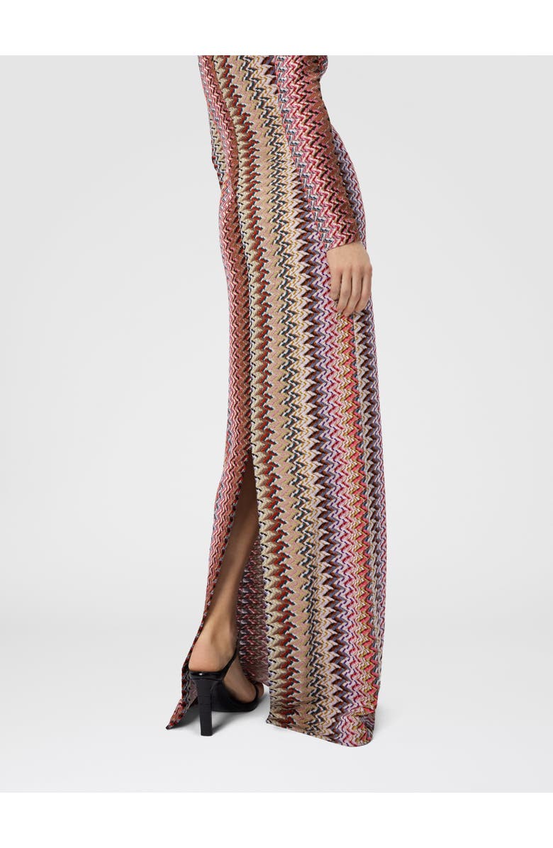 Missoni Long Dress With V-neck And Zigzag Pattern, Alternate, color, Multicoloured