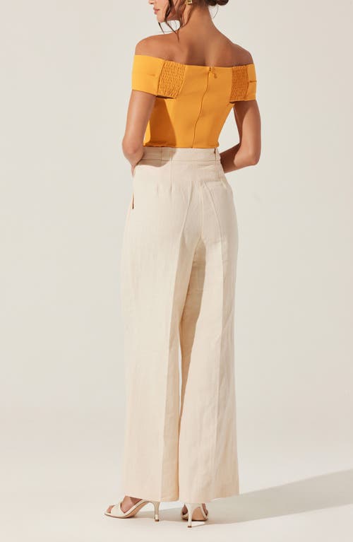 Astr The Label Cathering Off The Shoulder Top In Orange