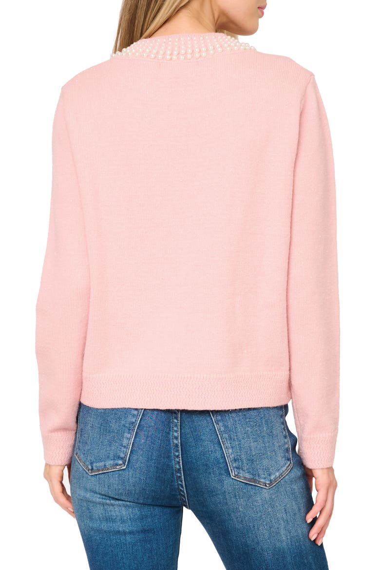 Soirée Imitation Pearl Embellished Sweater, Alternate, color, PINK SMOKE