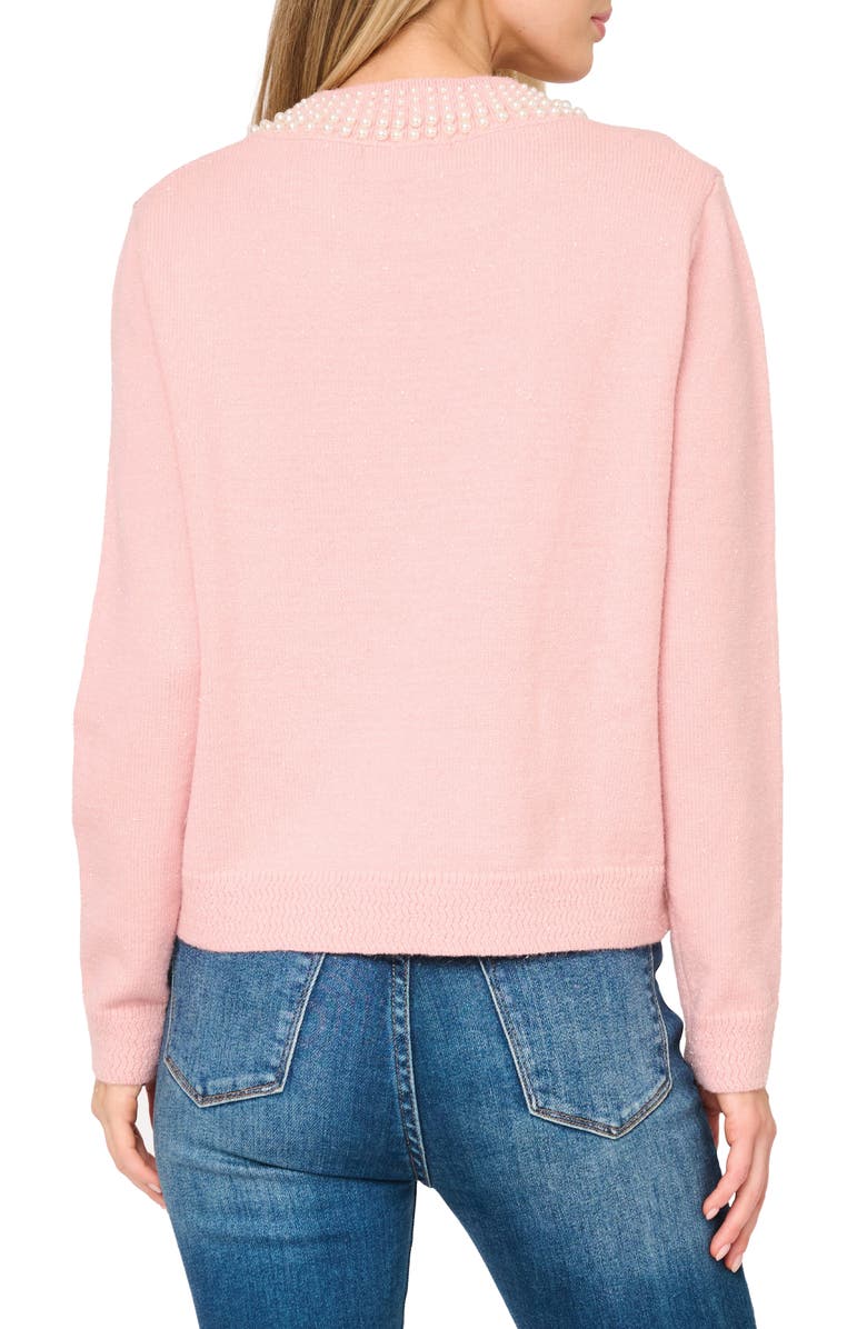 GIBSONLOOK Soirée Imitation Pearl Embellished Sweater, Alternate, color, Pink Smoke