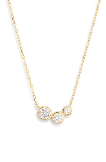 Argento Vivo Triple Bezel Cz Necklace In Gold