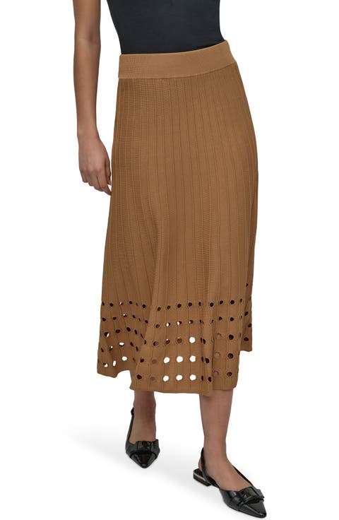 Rib Open Stitch Crepe Sweater Skirt