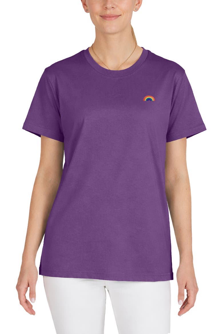 Womens Rainbow Jersey Relaxed Tee, Main, color, Purple