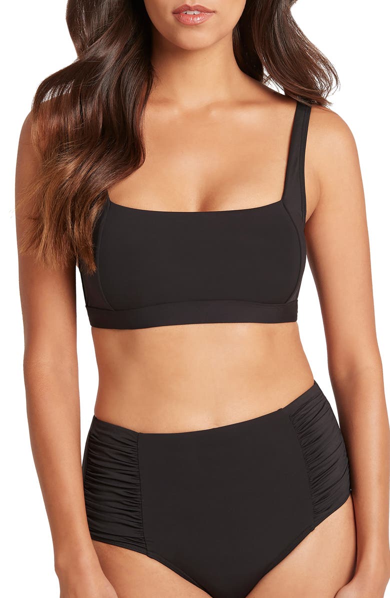 Sea Level Square Neck Bralette Bikini Top, Alternate, color,