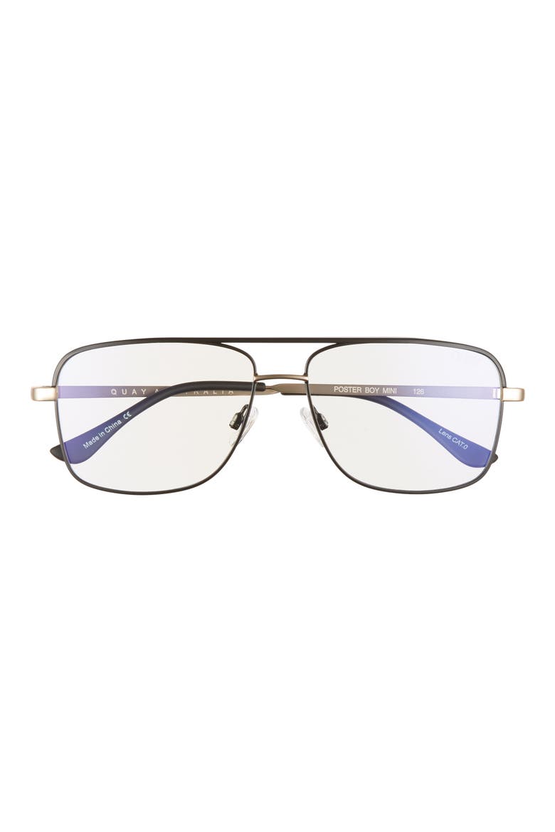 Australia Poster Boy 43mm Blue Light Blocking Glasses, Main, color, BLACK/ GOLD/ CLEAR