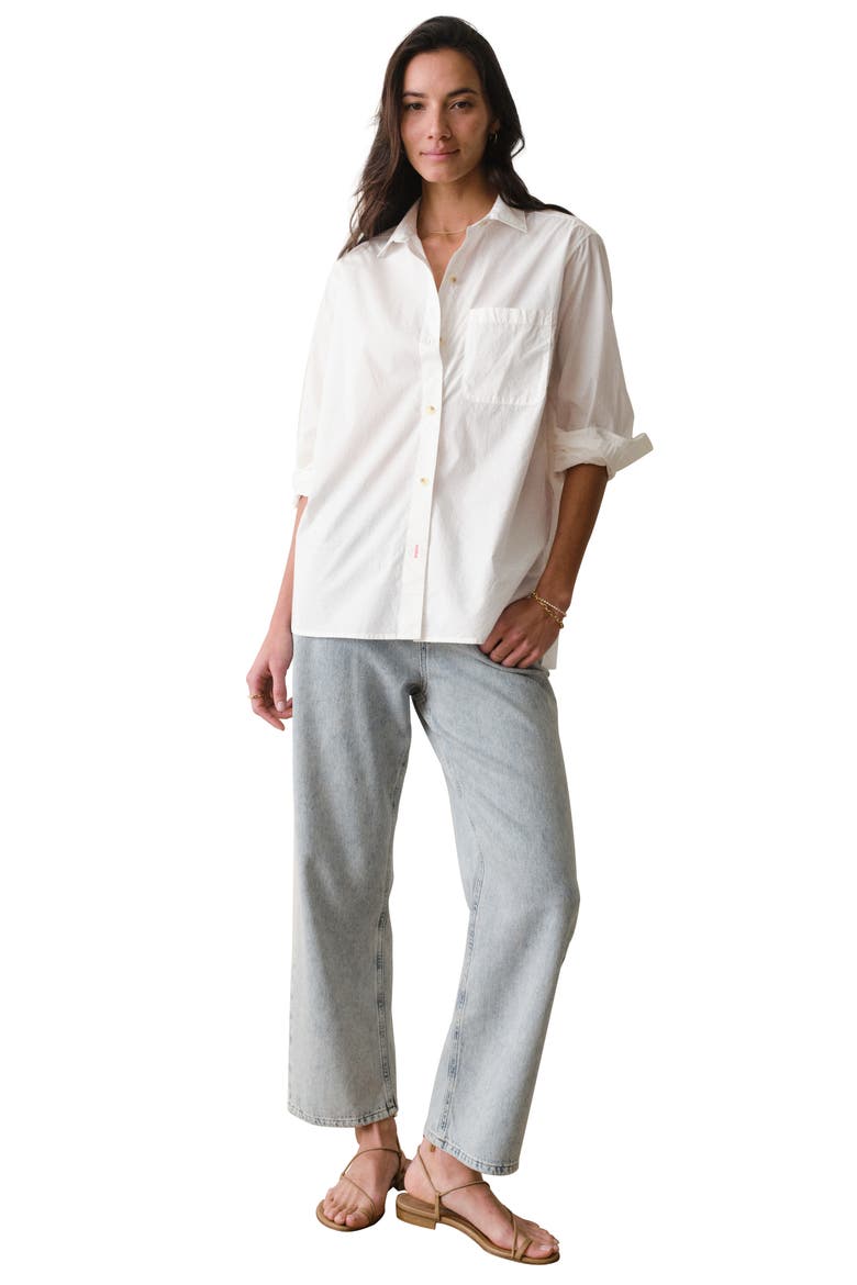 Jane California Relaxed Pima Cotton Poplin Button-Up Shirt, Alternate, color, WHITE