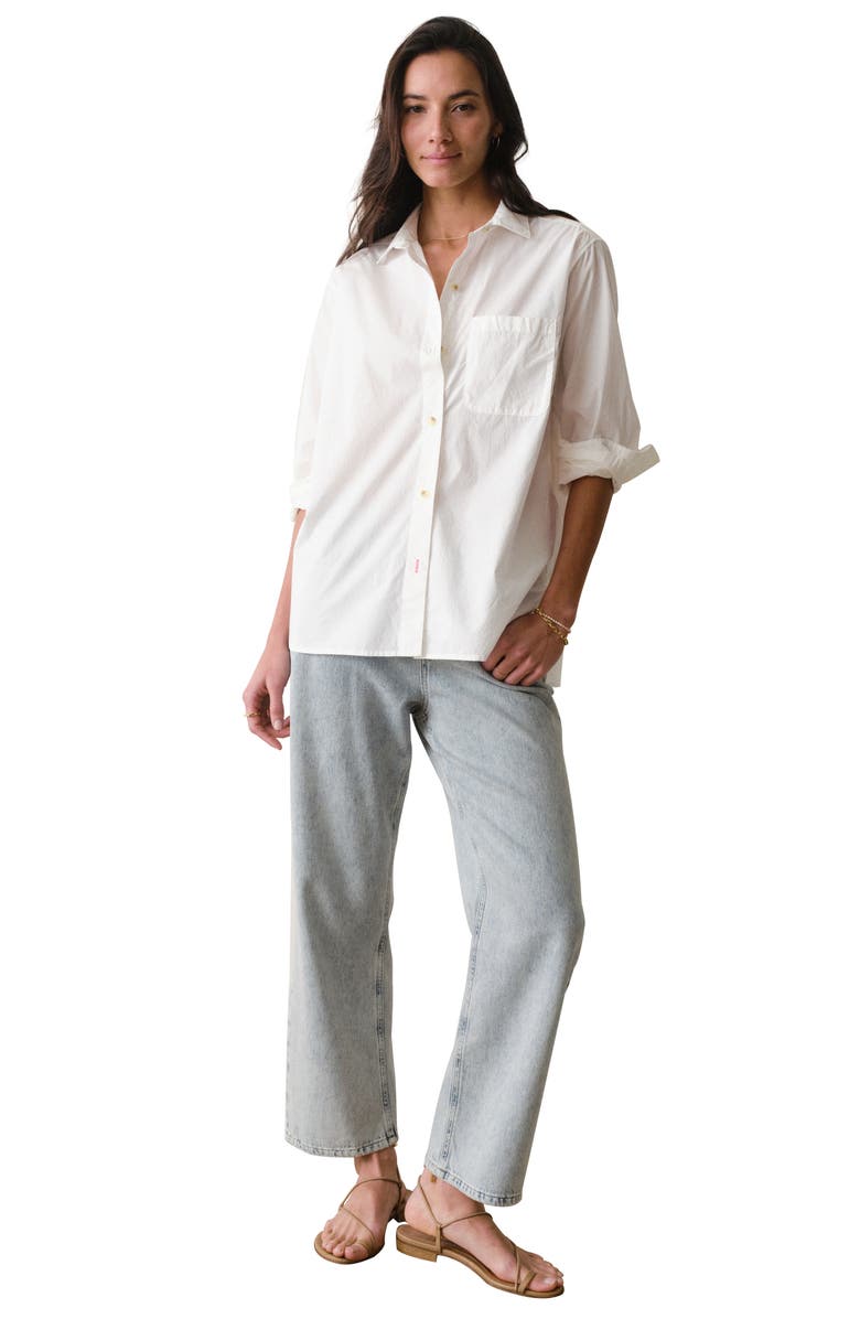 Marine Layer Jane California Relaxed Pima Cotton Poplin Button-Up Shirt, Alternate, color, White