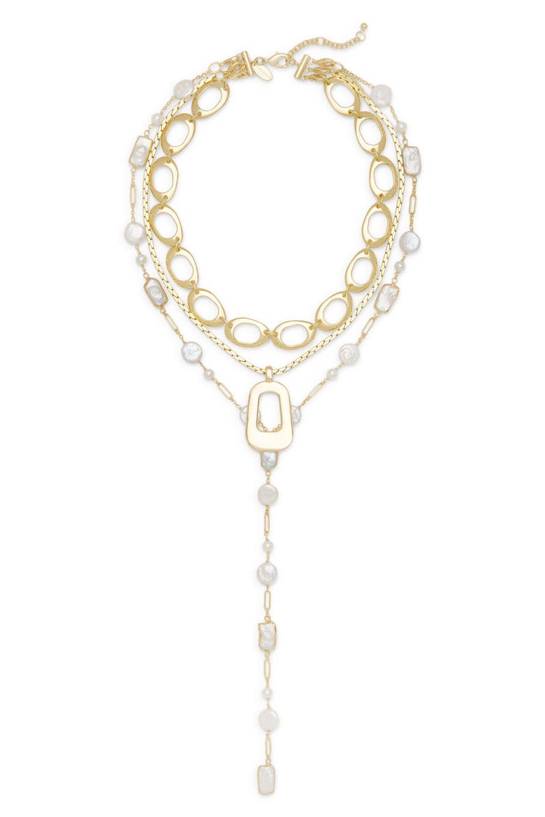 Elissa Multi Strand Necklace, Main, color, GOLD/ PEARL