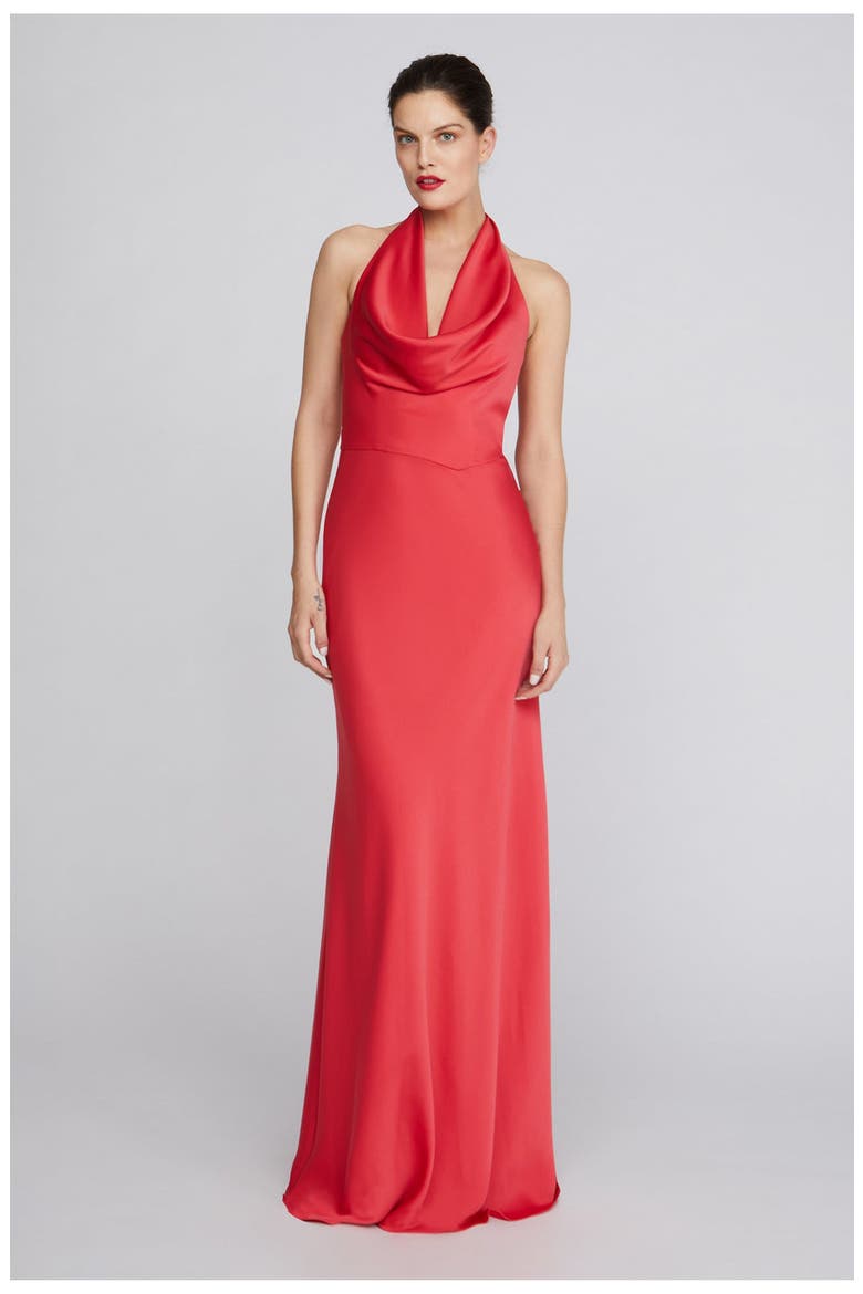 Marcheline Crepe Gown, Alternate, color, Sangria