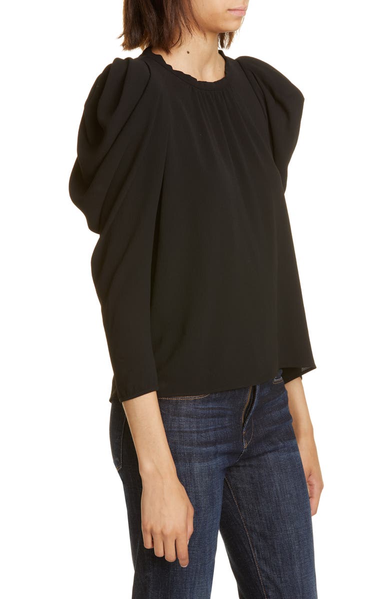 ba&sh Manon Puff Sleeve Blouse, Alternate, color, Noir