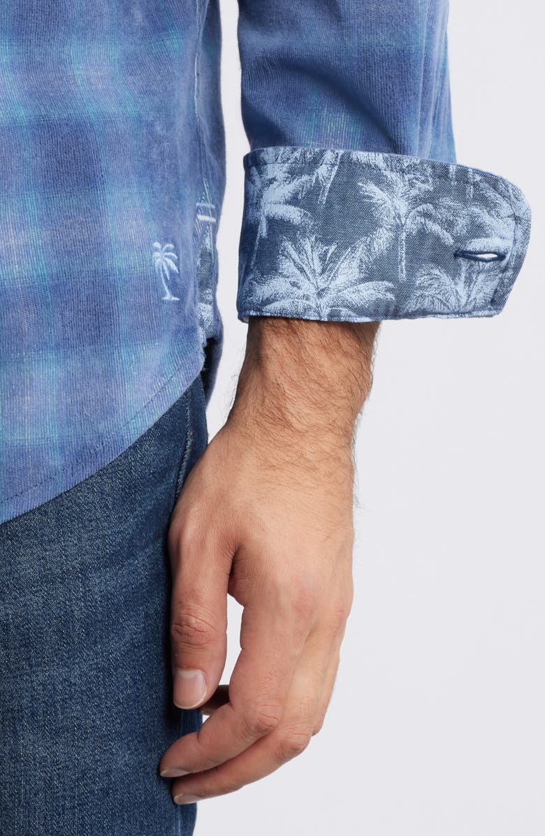 Tommy Bahama Coastline Cord Ombré Check Cordury Button-Up Shirt, Alternate, color, 