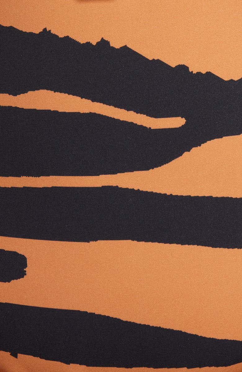 River Island Bow Halter Animal Print One-Piece Swimsuit, Alternate, color, 