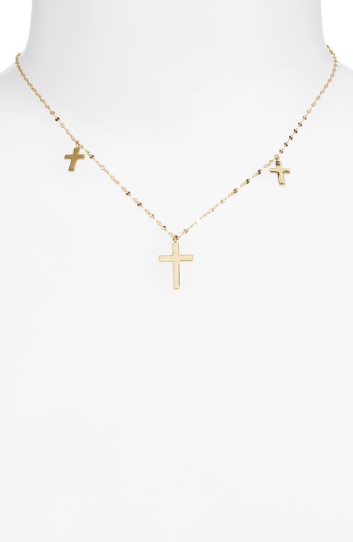 Lana 14k Yellow Gold Triple Cross Charm Necklace In Gold