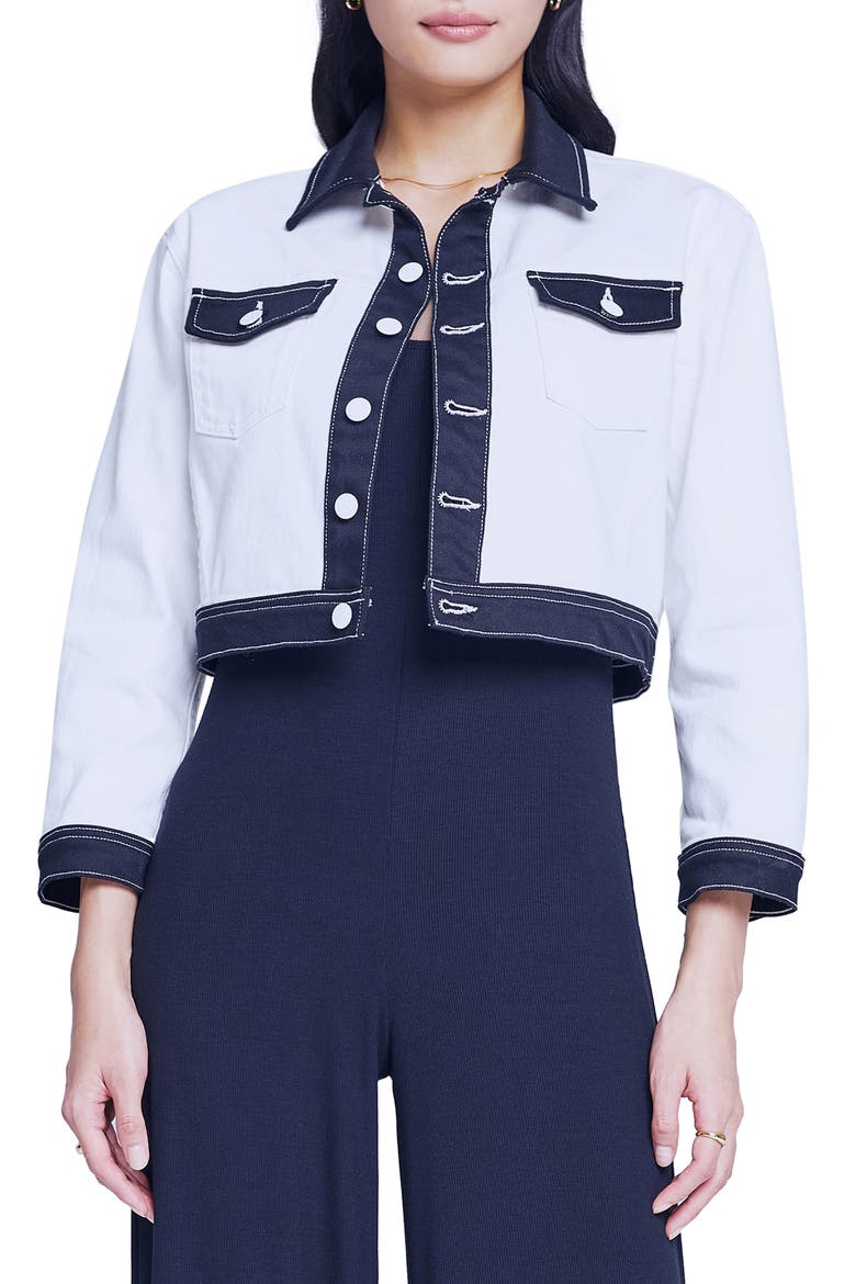 Koda Colorblock Crop Jacket, Main, color, WHITE/BLACK