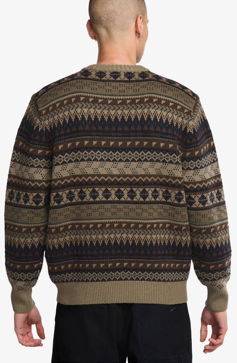 Nike Life Fair Isle Swoosh Wool Blend Crewneck Sweater, Alternate, color, 
