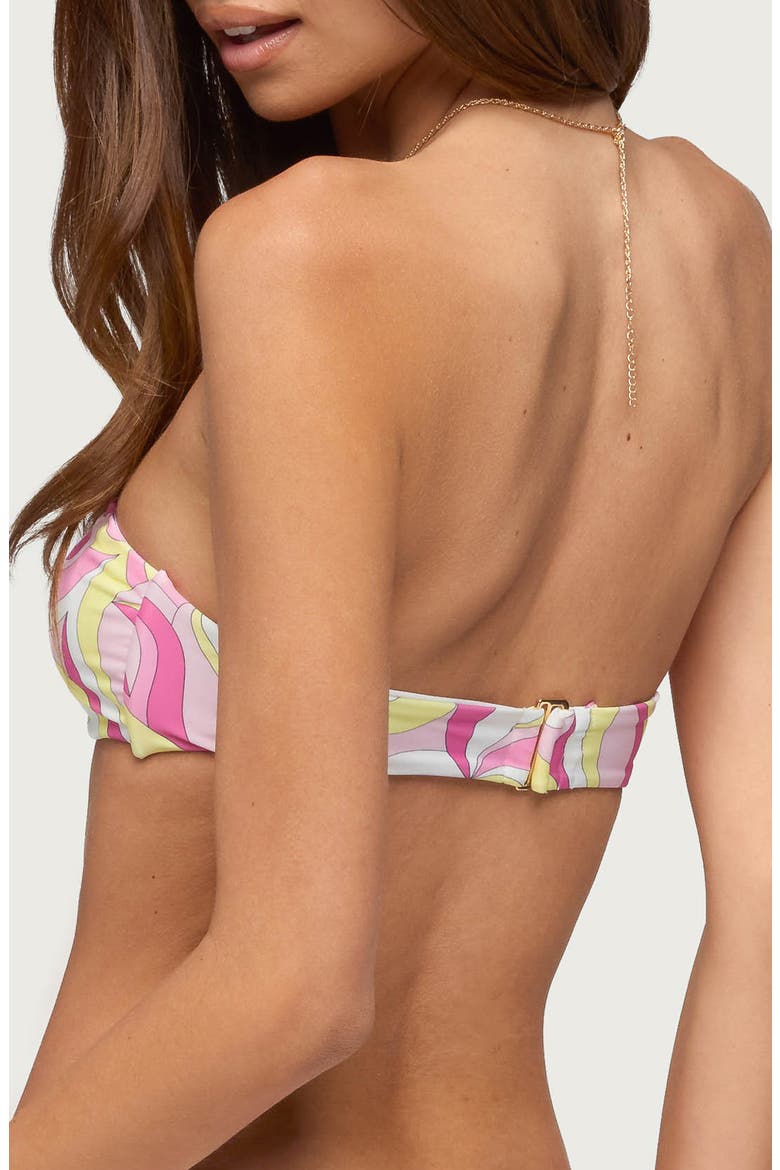 Meris Abstract Bandeau Bikini Top, Alternate, color, PINK
