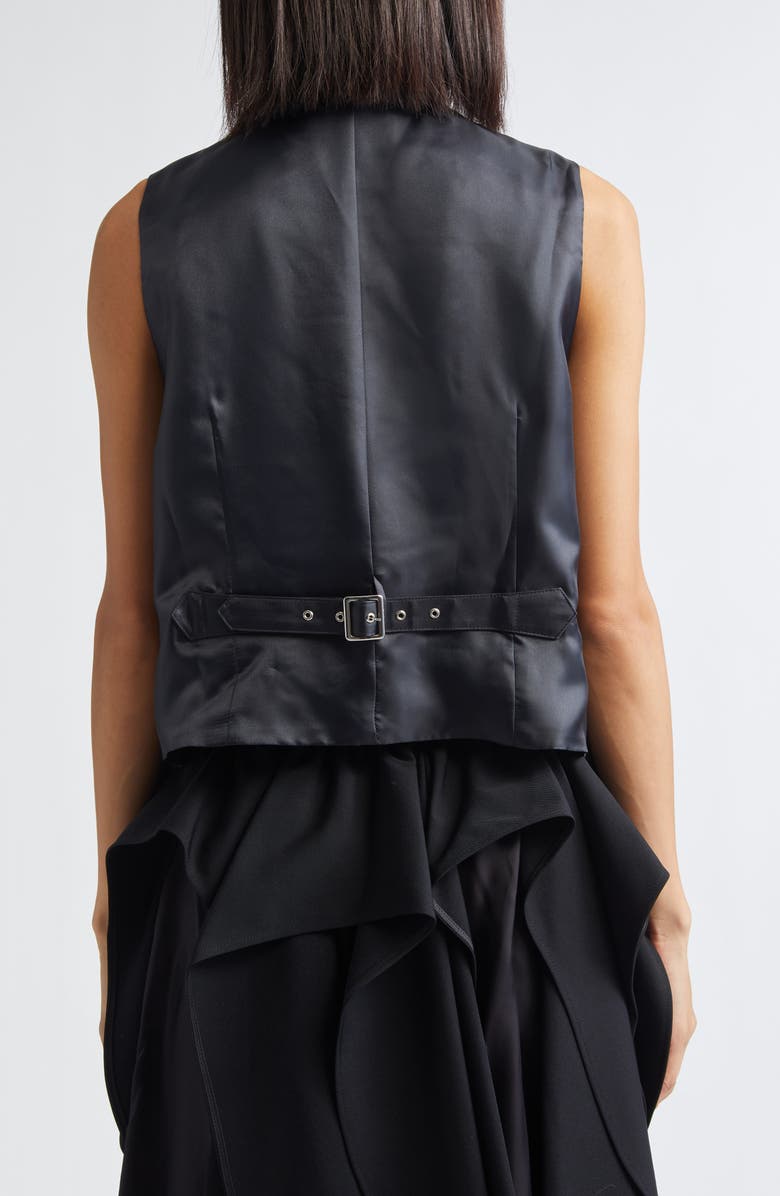 Noir Kei Ninomiya Houndstooth Wool Blend Tweed & Satin Vest, Alternate, color, Black X White