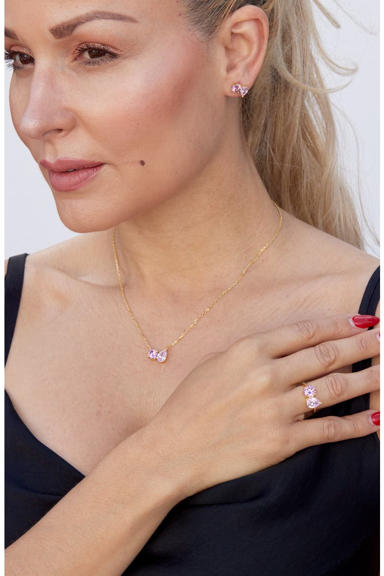 Cubic Zirconia Toi et Moi Stud Earrings, Alternate, color, PINK