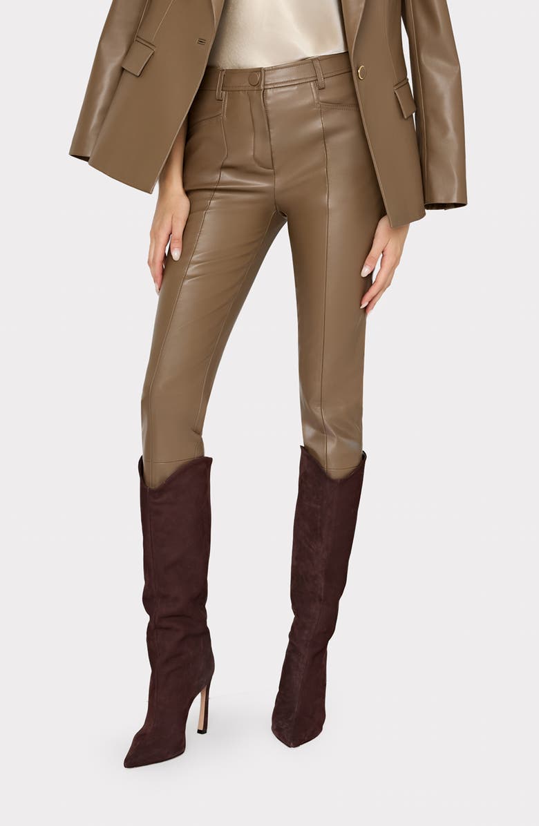 Milly Rue Faux Leather Pants, Main, color, Mocha