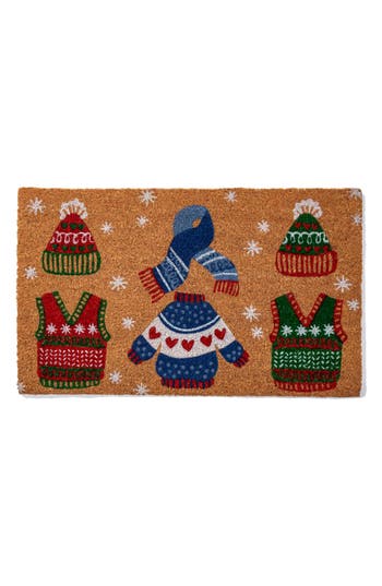 Entryways Holiday Sweaters Coir Doormat In Multi