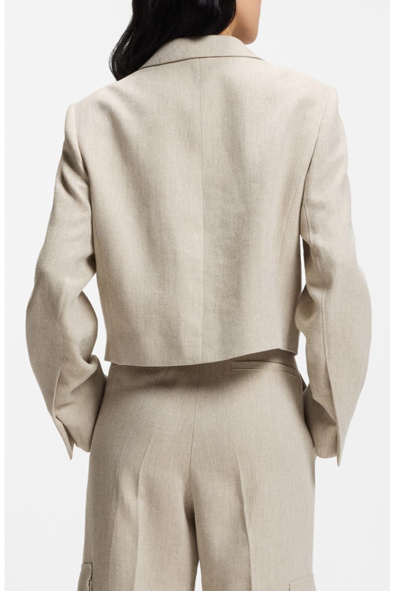 Jojeka1 Double Breasted Linen Blend Crop Blazer, Alternate, color, HERRINGBONE LINEN