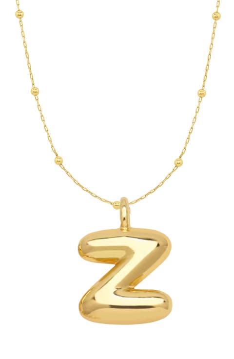 14K Gold Plated Bubble Initial Pendant Necklace