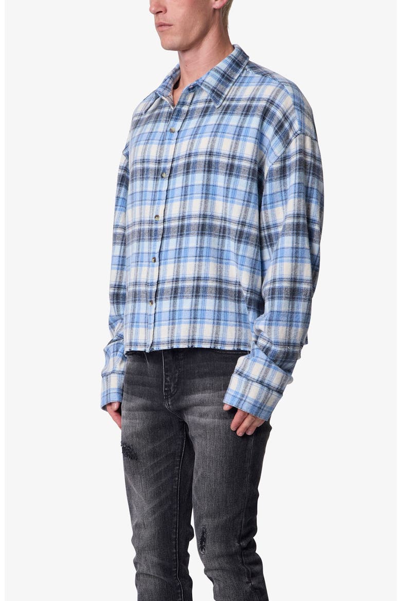 Washed Cropped Flannel Shirt, Alternate, color, BLUE
