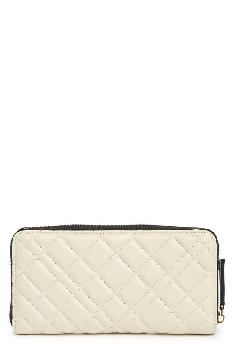 Quilted Leather Zip Around Wallet, Alternate, color, NATURAL