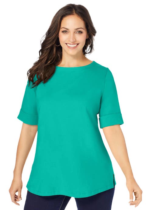 Stretch Cotton Cuff Tee