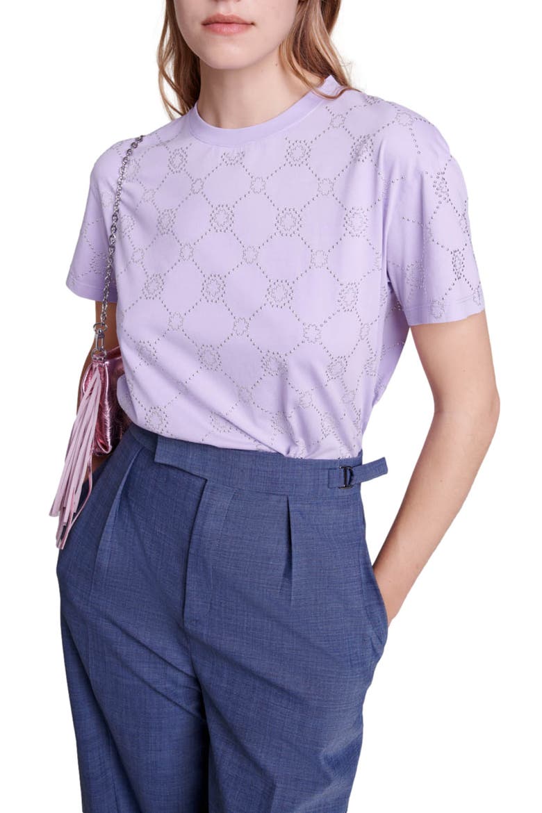 Clover Stud Cotton Crewneck T-Shirt, Alternate, color, PARMA VIOLET
