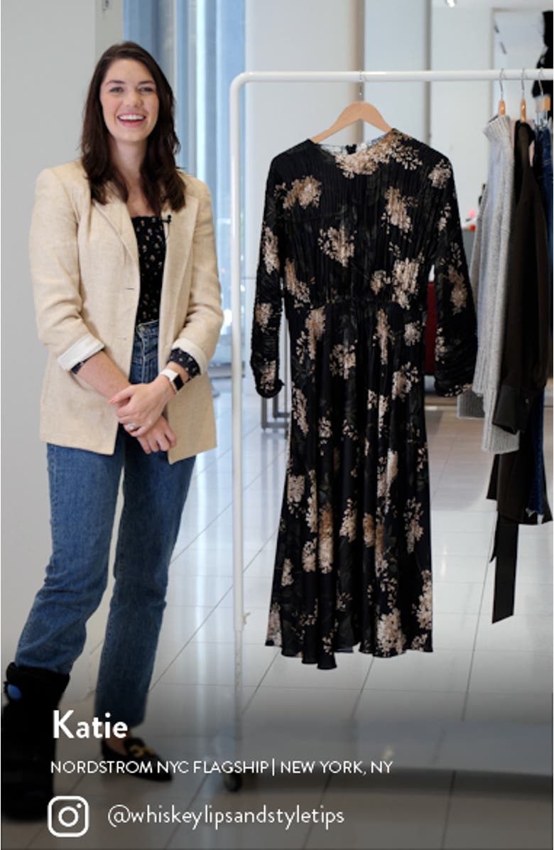 Lilac Floral Print Pleated Dress, sales video thumbnail