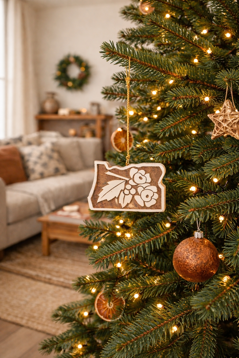 Oregon State Grape Ornament, Alternate, color, Natural