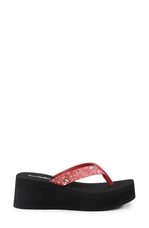 Seychelles Skyscraper Red Bandana Flatform Thong Sandals In Red