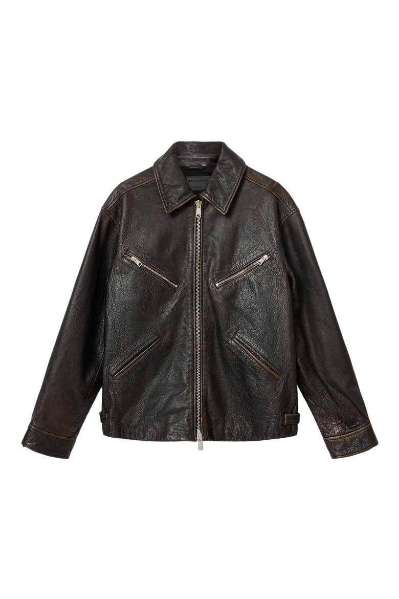 Starday Leather Jacket, Alternate, color, VINTAGE BLACK