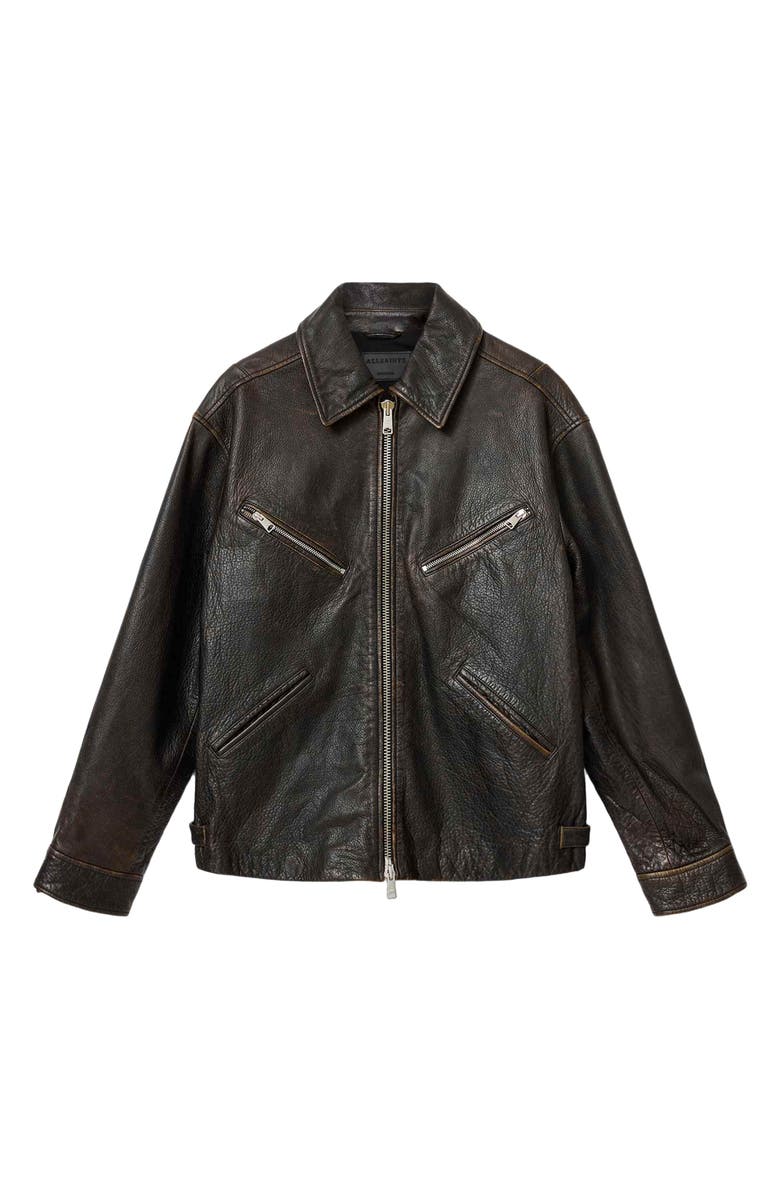AllSaints Starday Leather Jacket, Alternate, color, Vintage Black
