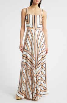 Eliza J Stripe Scarf Sleeveless Maxi Dress
