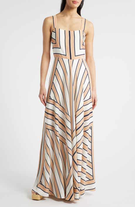 Eliza J Stripe Scarf Sleeveless Maxi Dress
