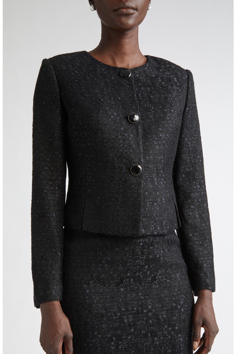 Compact Tape Tweed Jacket, Alternate, color, BLACK