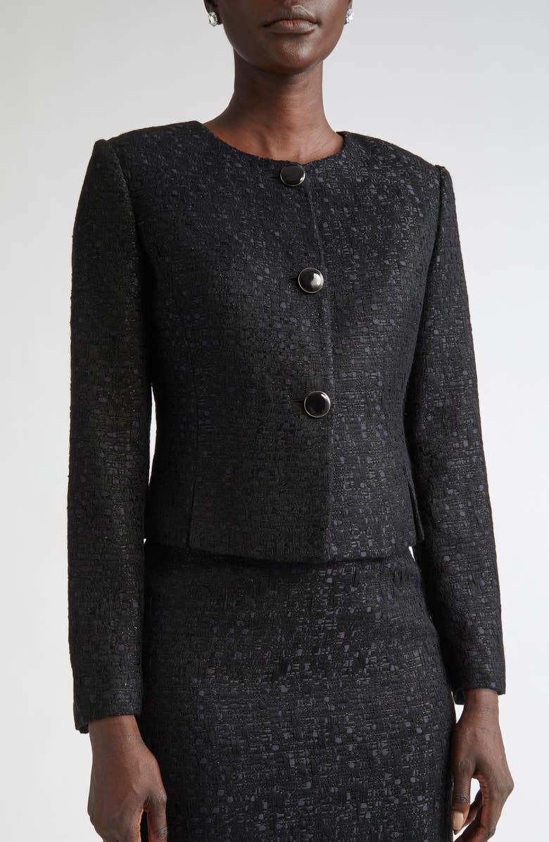 ST. JOHN Compact Tape Tweed Jacket, Alternate, color, Black