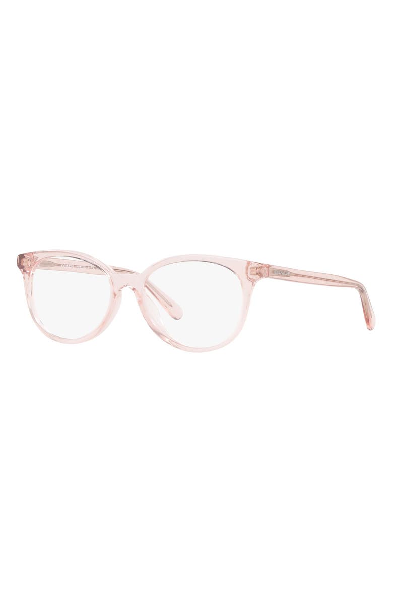COACH 52mm Oval Optical Glasses, Alternate, color, Transparent Pink
