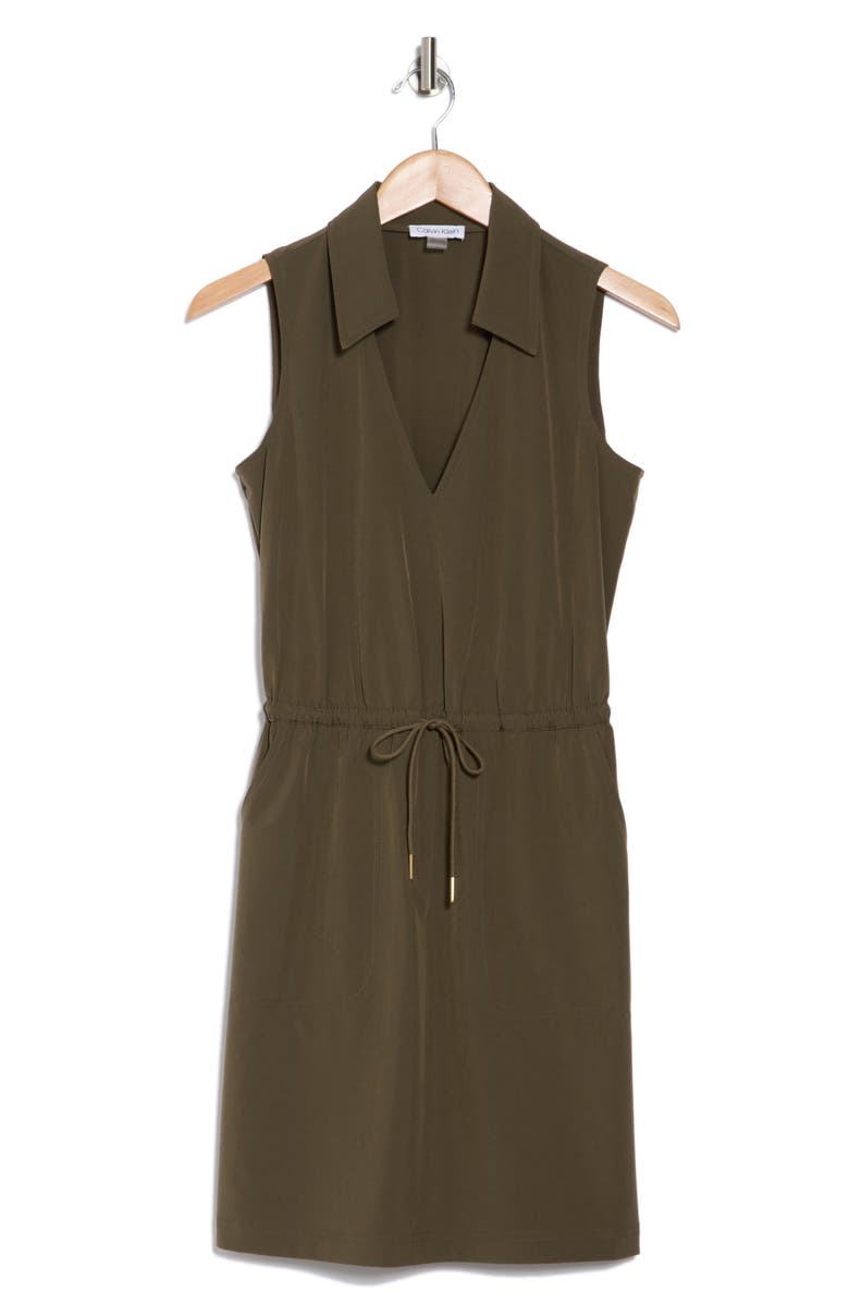 Calvin Klein Commuter Sleeveless Drawstring Waist Sheath Dress, Alternate, color, 