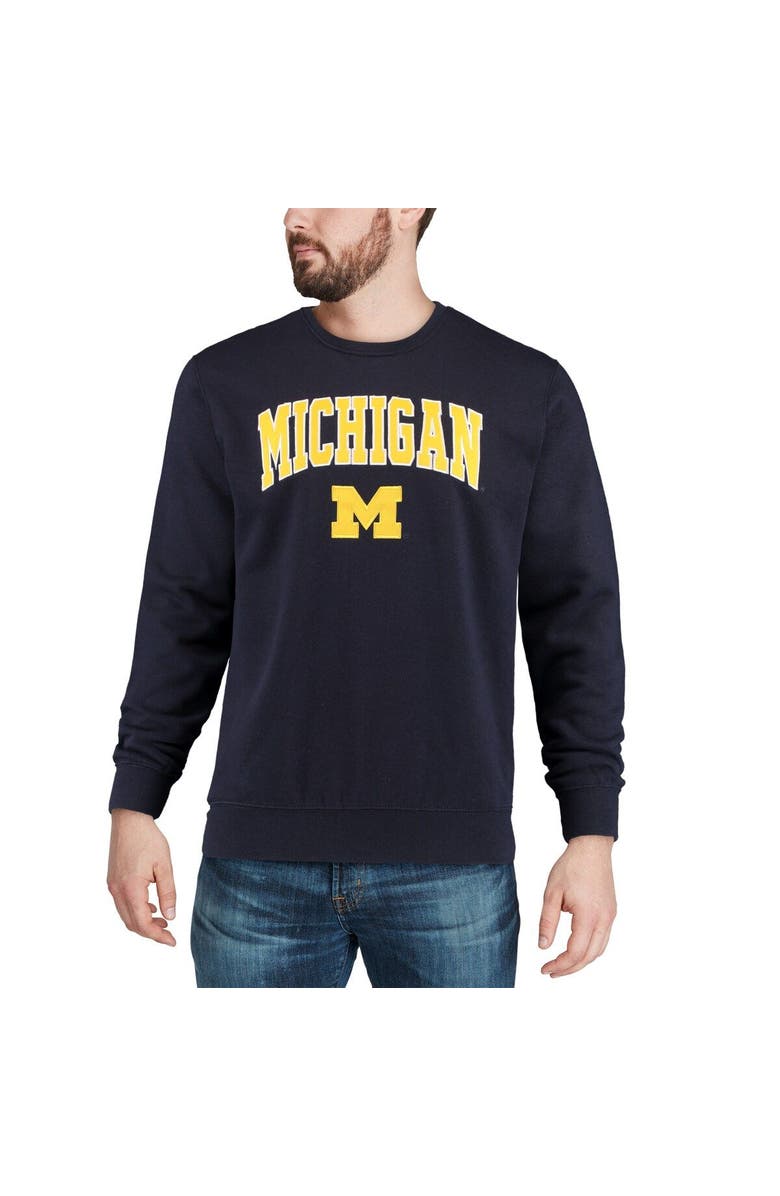 COLOSSEUM Men's Colosseum Navy Michigan Wolverines Arch & Logo Crew Neck Sweatshirt, Alternate, color, Navy