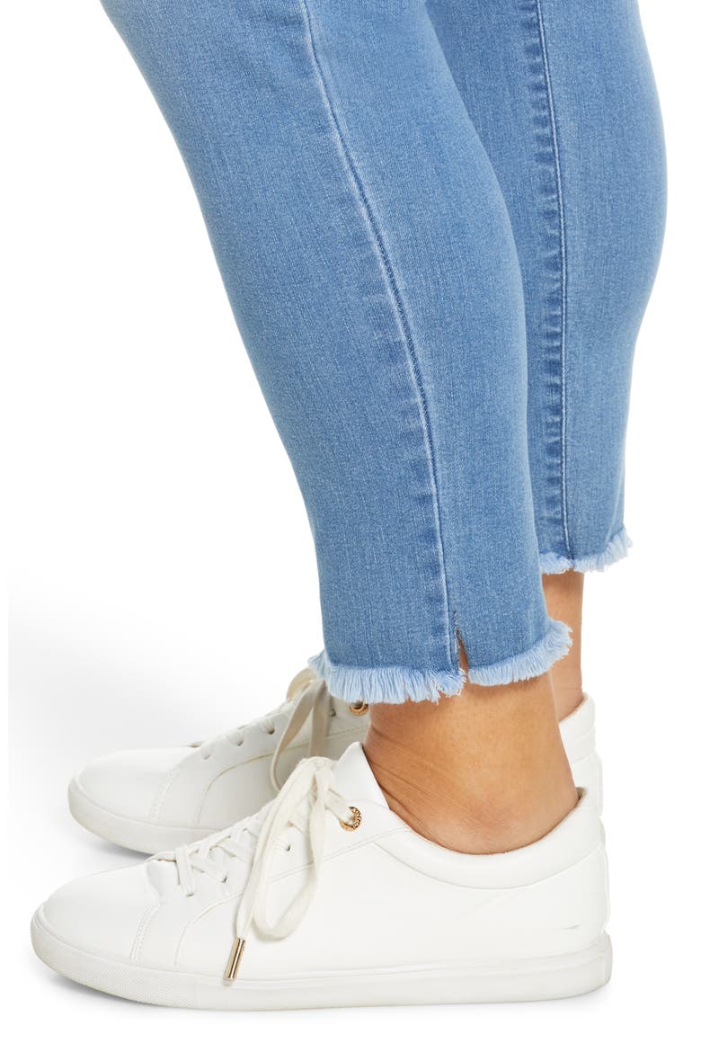 Ab-Solution High Waist Frayed Ankle Skinny Jeans (Nordstrom Exclusive), Alternate, color, LIGHT BLUE
